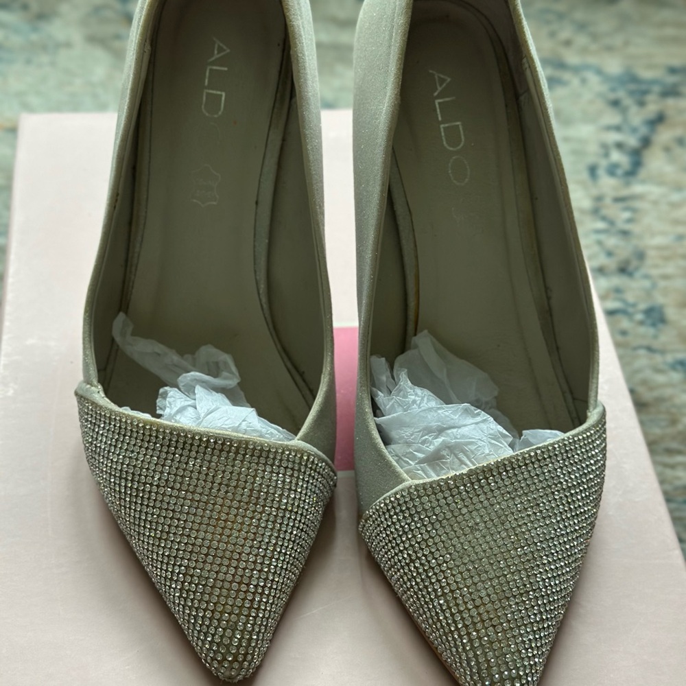 ALDO Women's Cream Rhinestone Heels